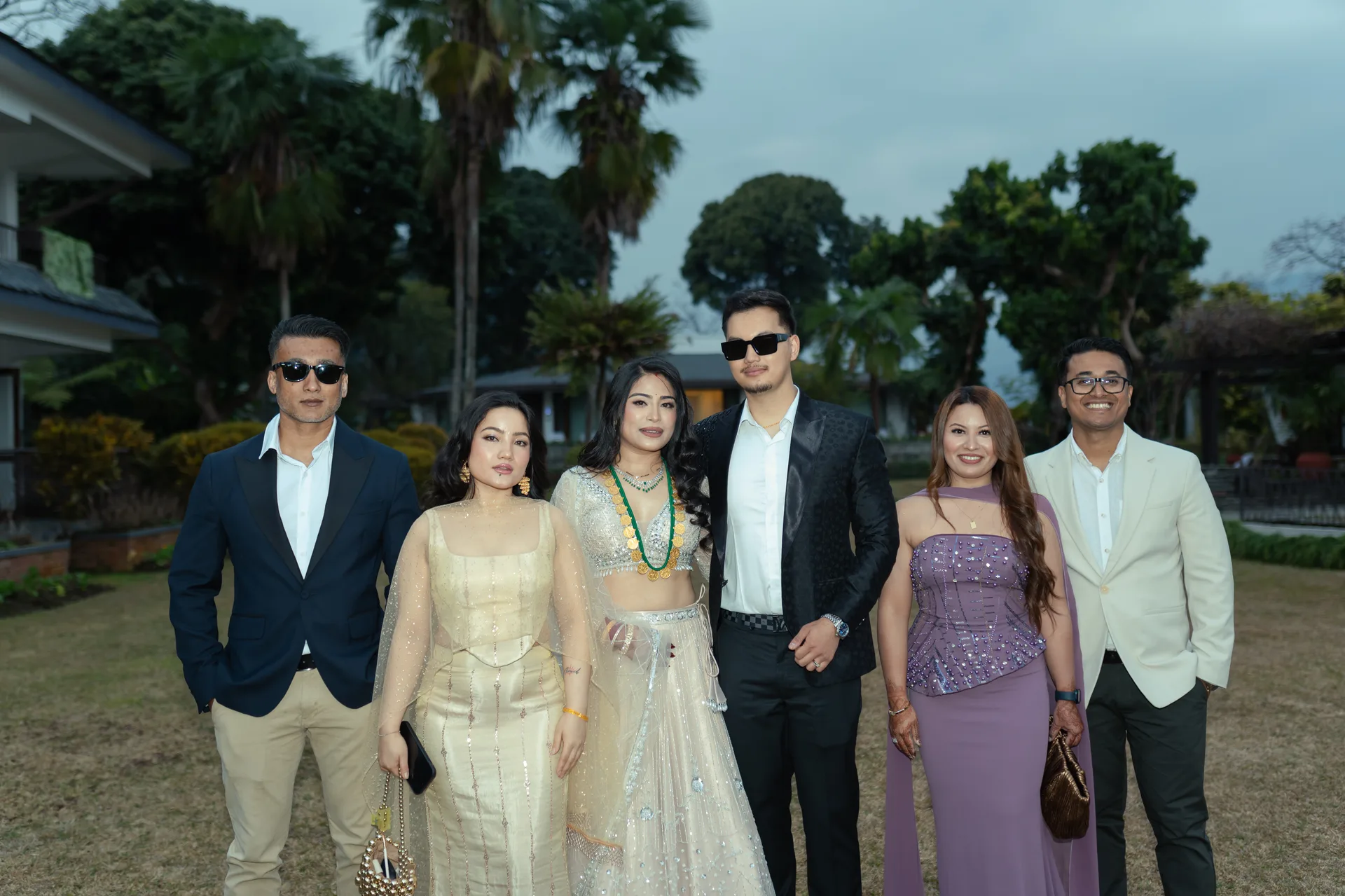 Wedding couple walk outdoor ceremony
